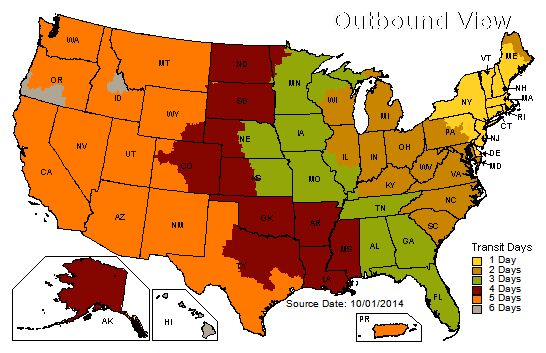 UPS Ground Time-in-Transit Map UPS Ground Time-in-Transit Map